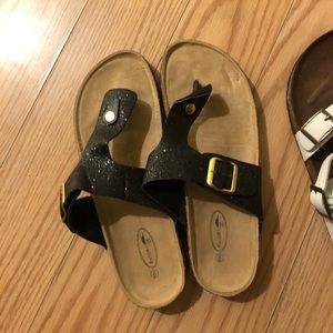 Black glitter sandals